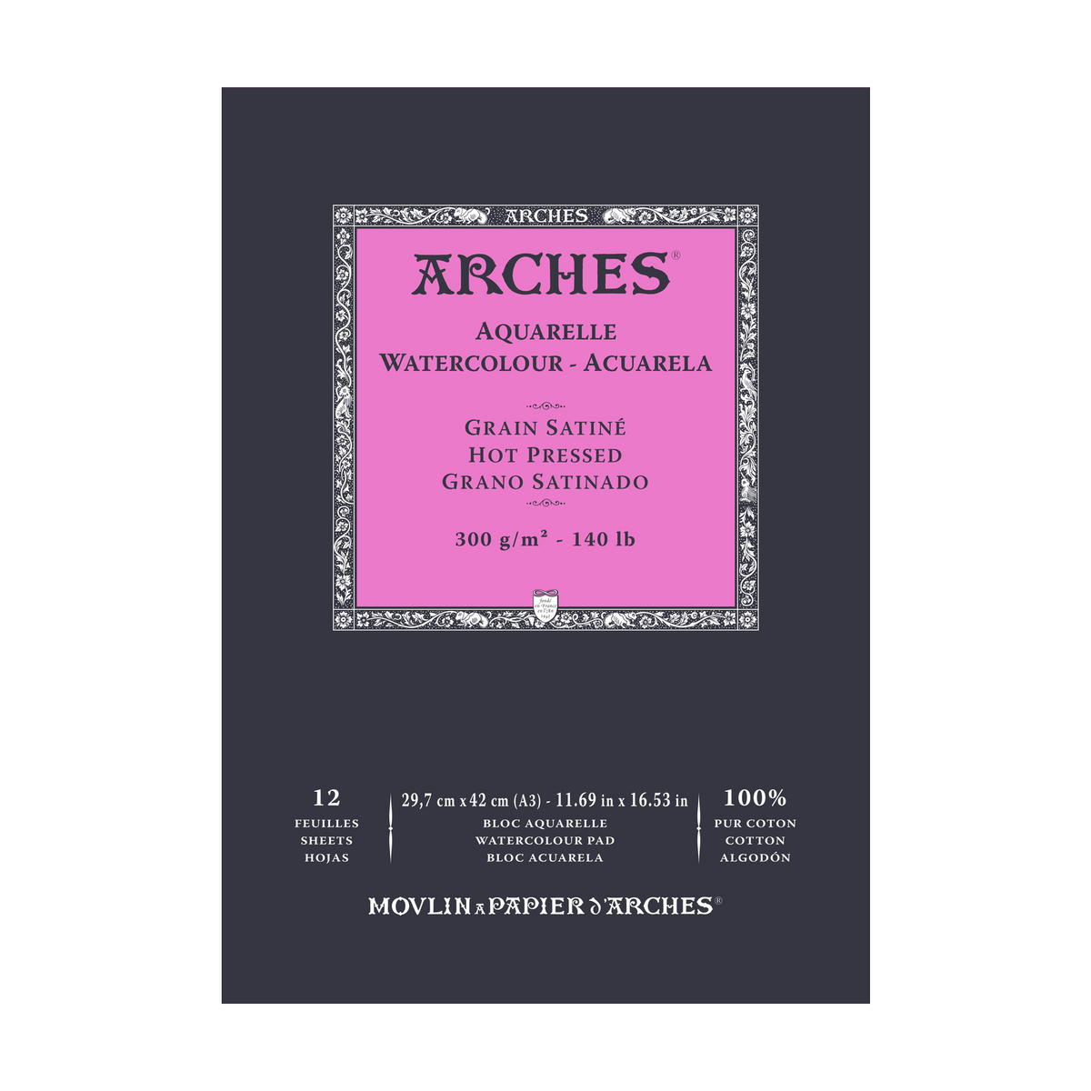 ARCHES akvarel blok glatki HP prirodno bela 300 g/m² A5 – A3 - 12 listova