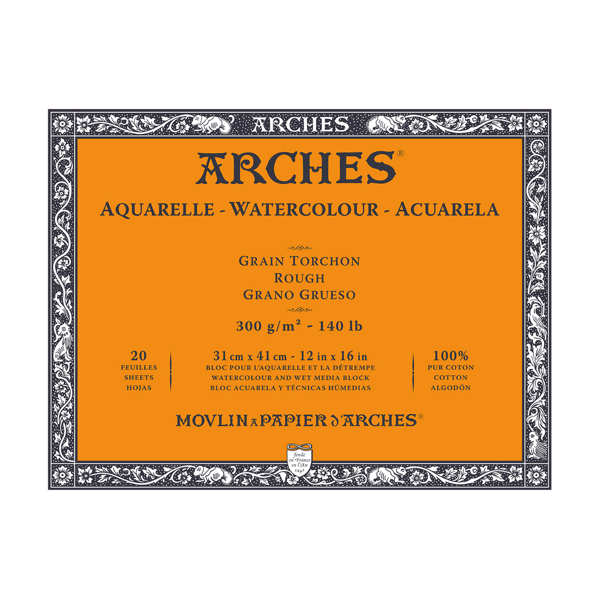 ARCHES akvarel blok Rough prirodno bela 300 g/m² 10 – 31 cm - 20 listova