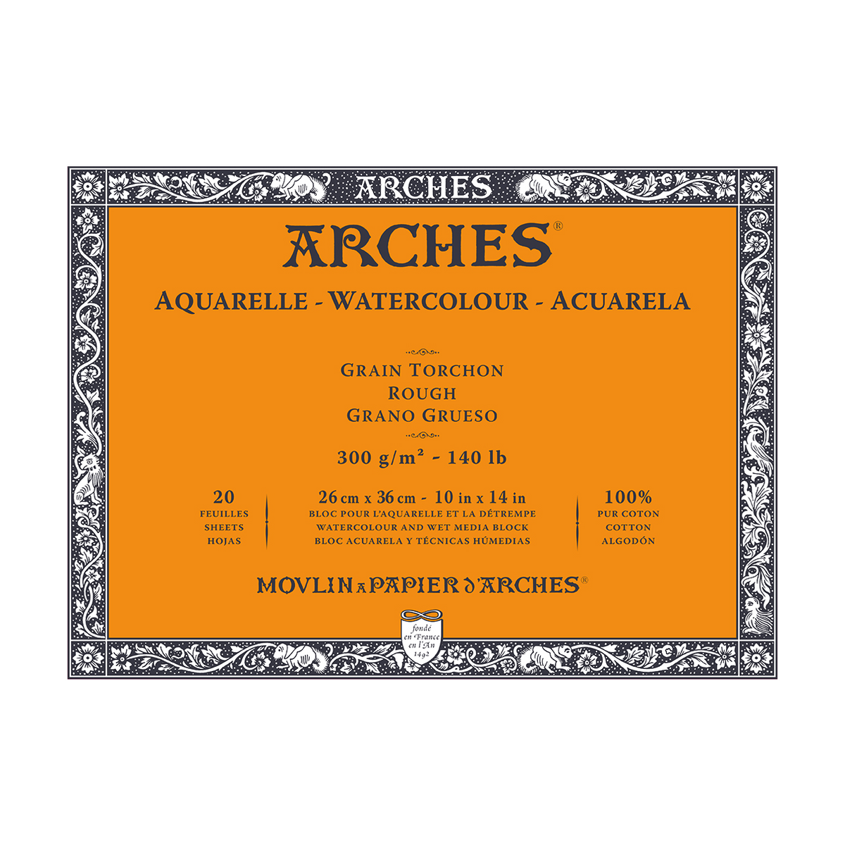 ARCHES akvarel blok Rough prirodno bela 300 g/m² 10 – 31 cm - 20 listova