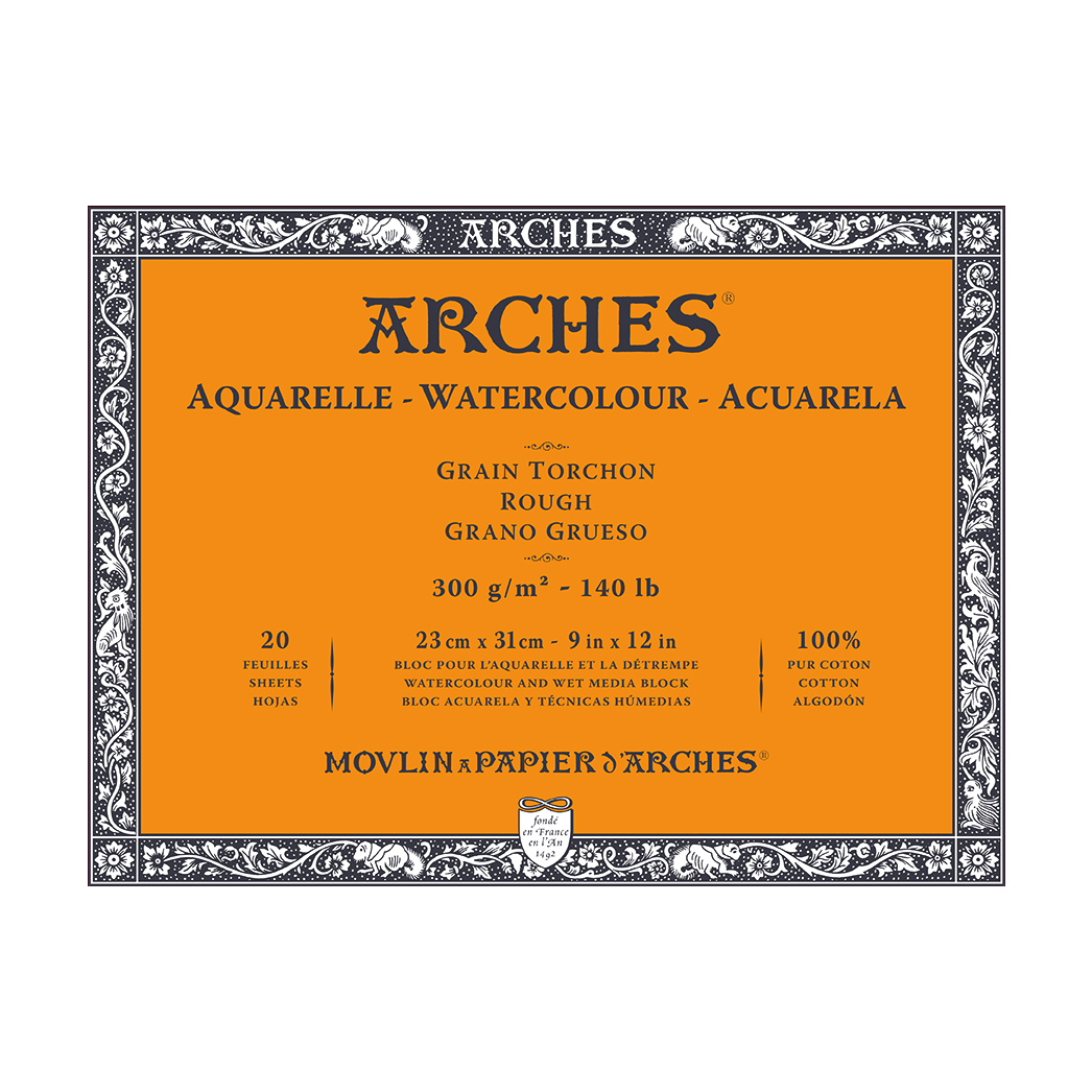 ARCHES akvarel blok Rough prirodno bela 300 g/m² 10 – 31 cm - 20 listova