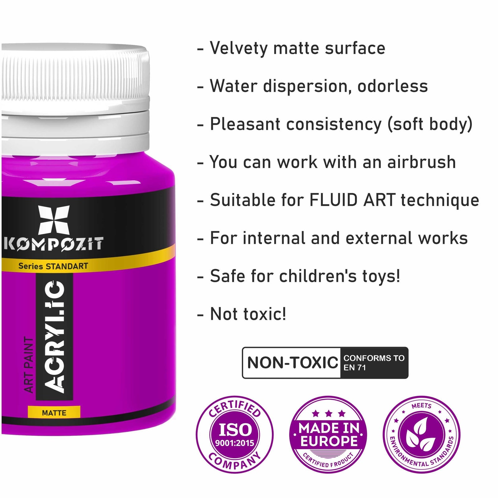 Set akrilnih boja Kompozit STANDART Fluorescent 6 x 20 ml