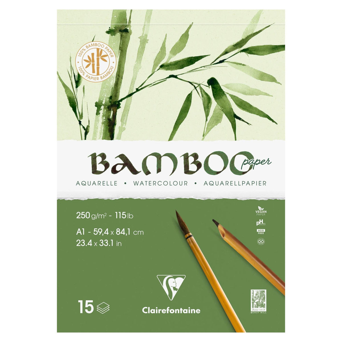 Bambus akvarel blok CLAIREFONTAINE CP 250 g/m² A1 - 15 listova