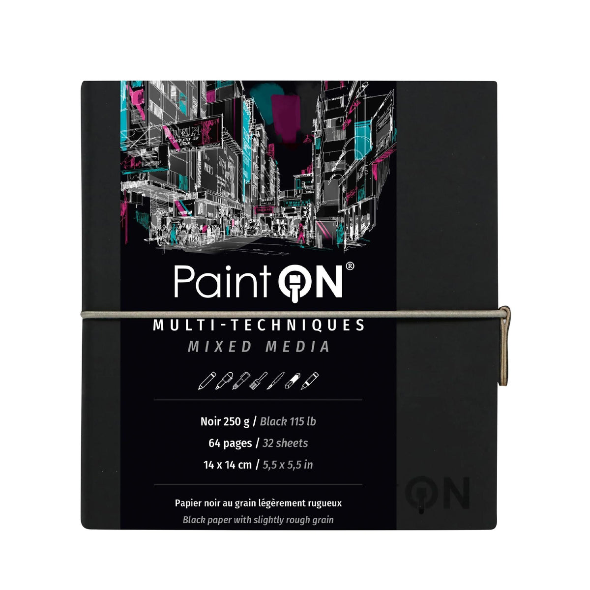 Blok papira CLAIREFONTAINE Paint'On crni 250 g/m² - 32 lista (A5 – 14 x 14 cm)