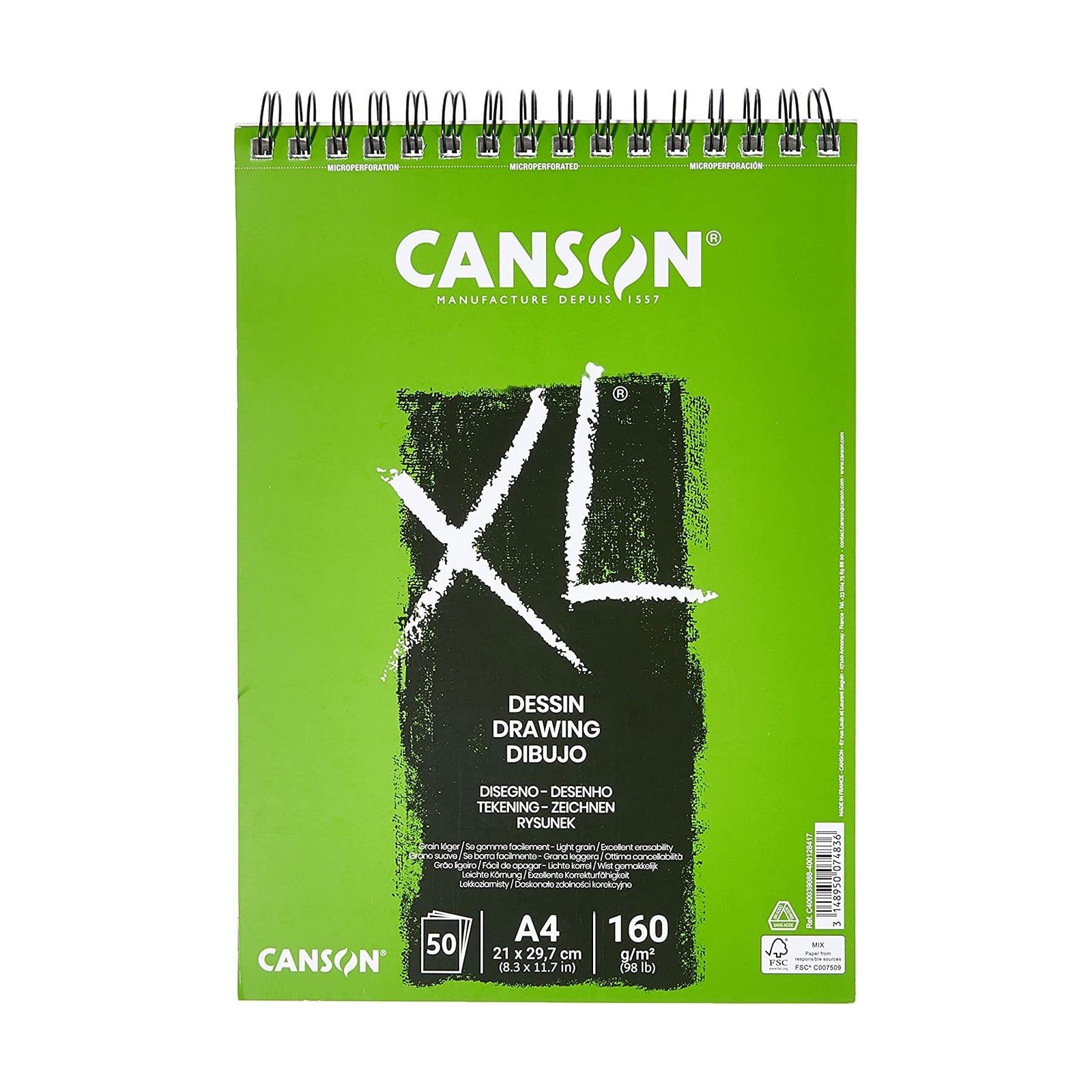 Blok za crtanje Canson XL Dessin A4 160 g/m² 50 listova spiralni povez