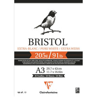 Blok za crtanje CLAIREFONTAINE Bristol 205 g/m² – 20 listova, A4 – A3