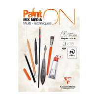 Blok za miks medije CLAIREFONTAINE Paint'On 250 g/m² A6 - 15 listova