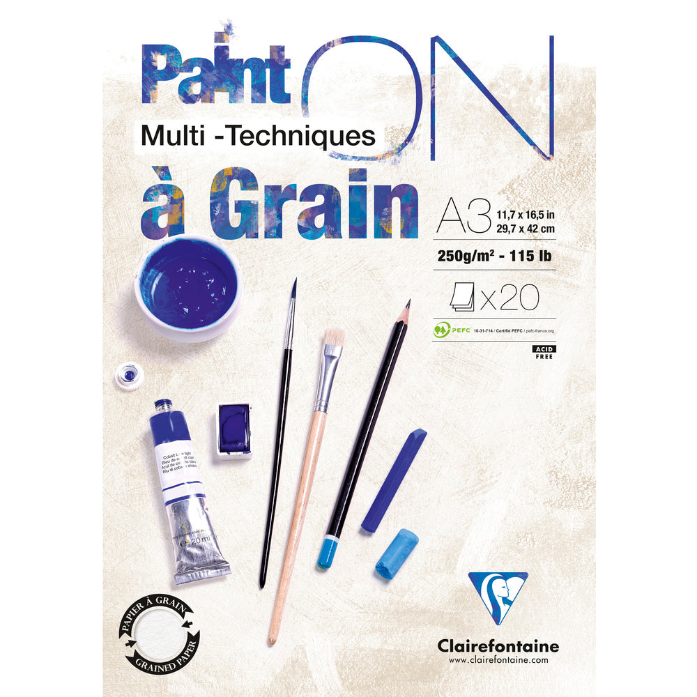 Blok za mix media CLAIREFONTAINE Paint'On a grain 250 g – 20 listova