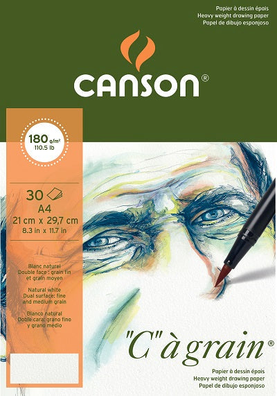 Blok za skiciranje CANSON C a grain 180 g - 30 listova, A4, sitnozrnasti lepljeni