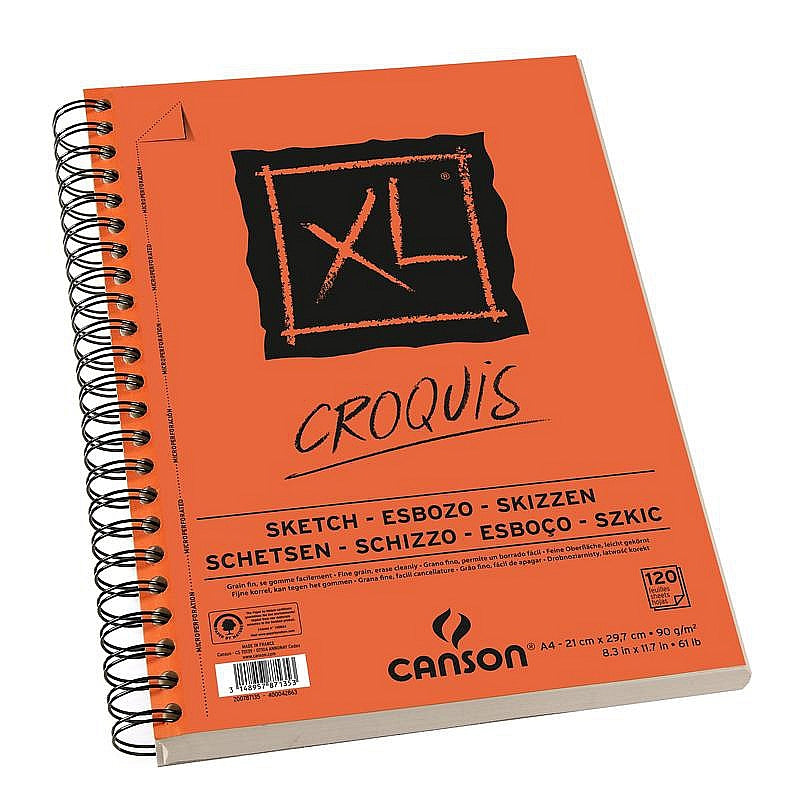 Blok za skiciranje CANSON XL Croquis A5, 90 g/m², 60 listova, spiralni povez levo