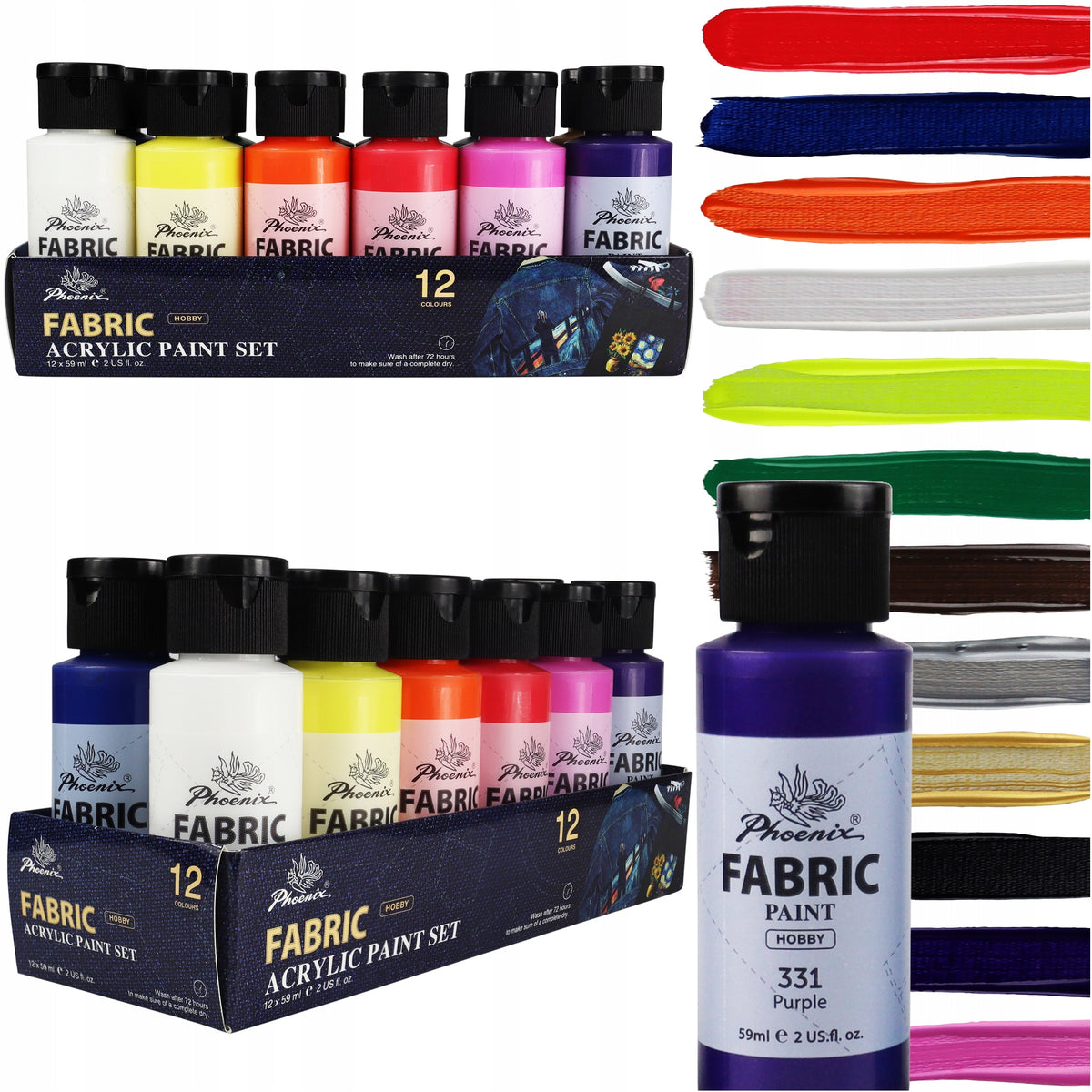 Boje za tekstil Phoenix 12 x 59 ml