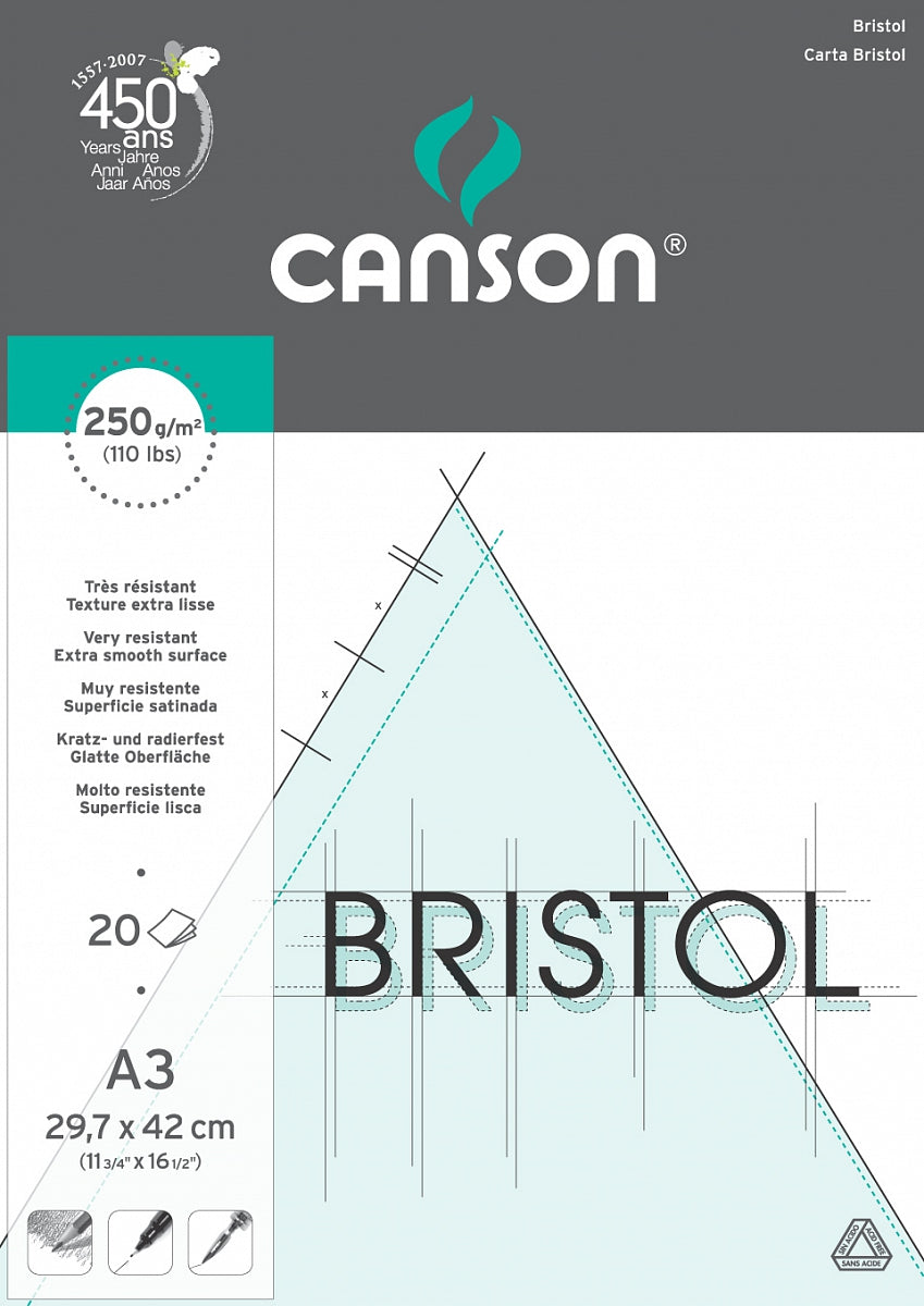 Canson Bristol blok za crtanje 250 g/m² 20L A3 lepljen