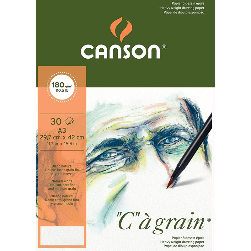 Canson C a grain blok za skiciranje 180 g A3, 30 listova, sitnozrnast lepljen