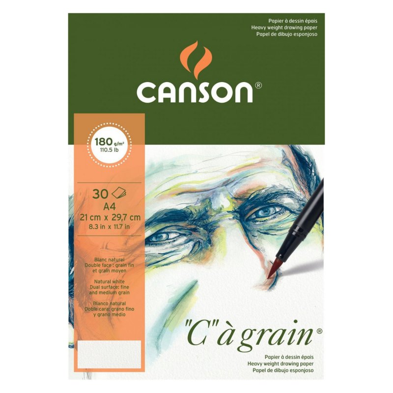 Blok za skiciranje CANSON C a grain 180 g/m² A4, 30 listova, sitnozrnast, spiralni povez