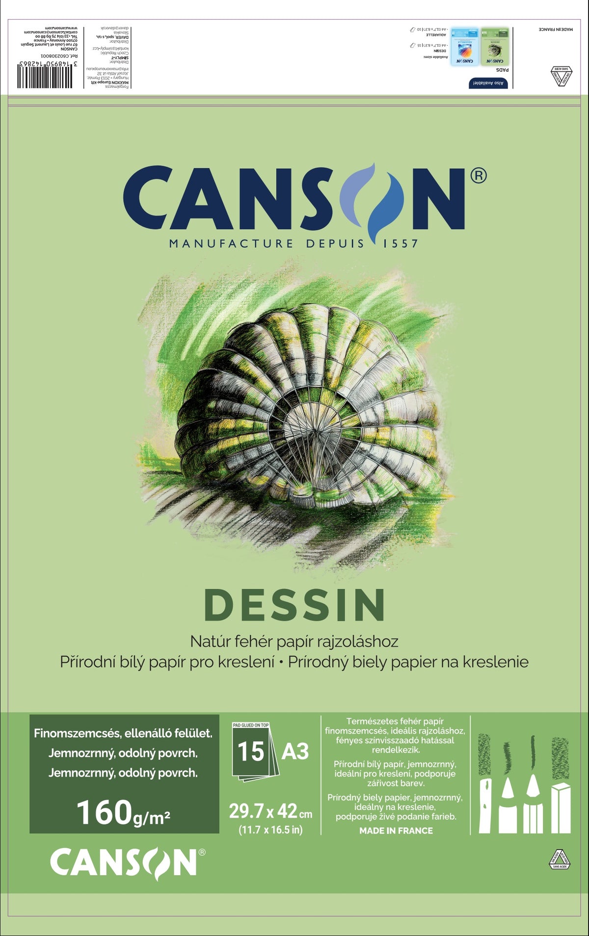 Blok za crtanje CANSON Dessin A3 160 g - 15 listova