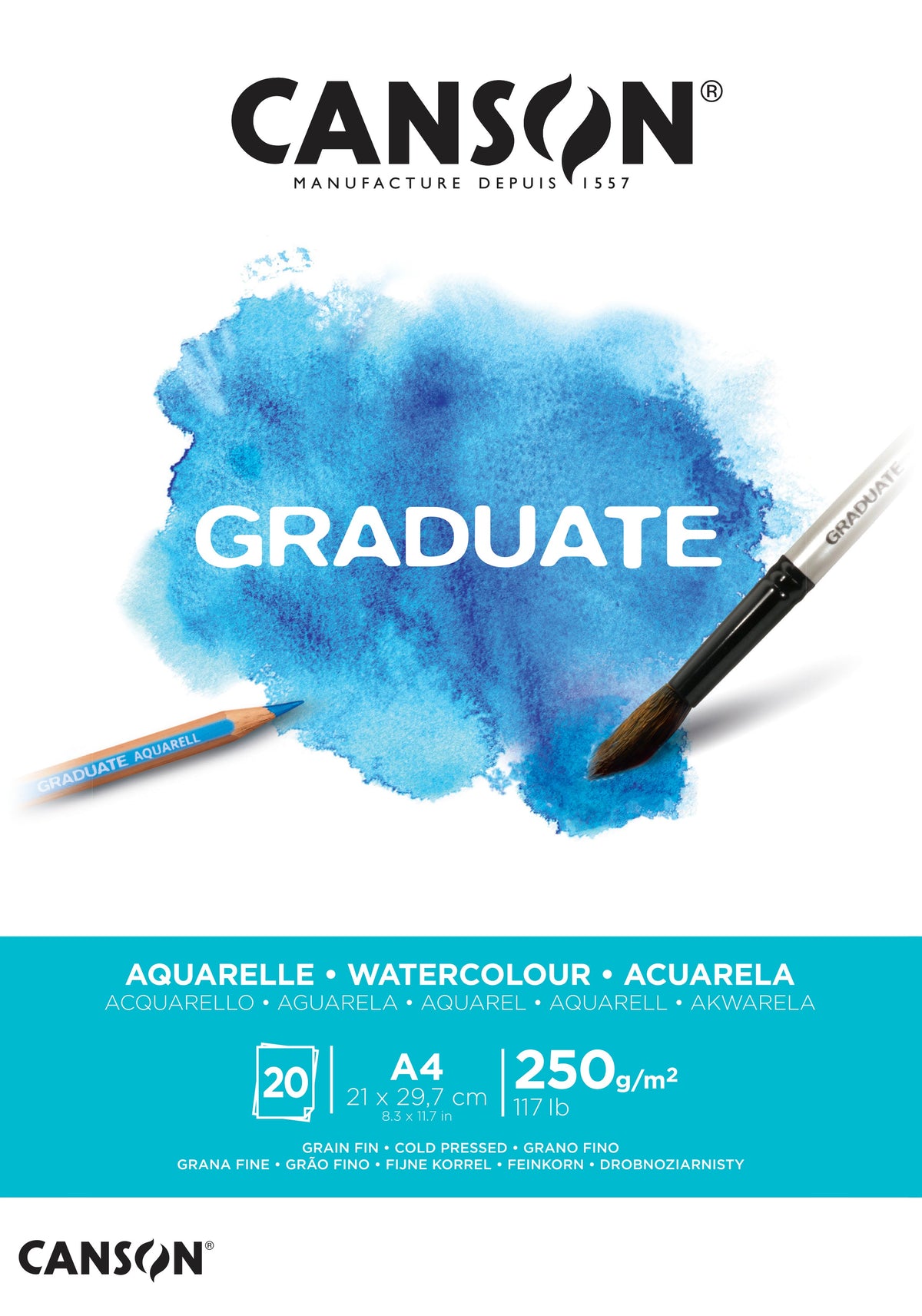 CANSON Graduate akvarel blok CP 250 g - 20 listova, A4, lepljen