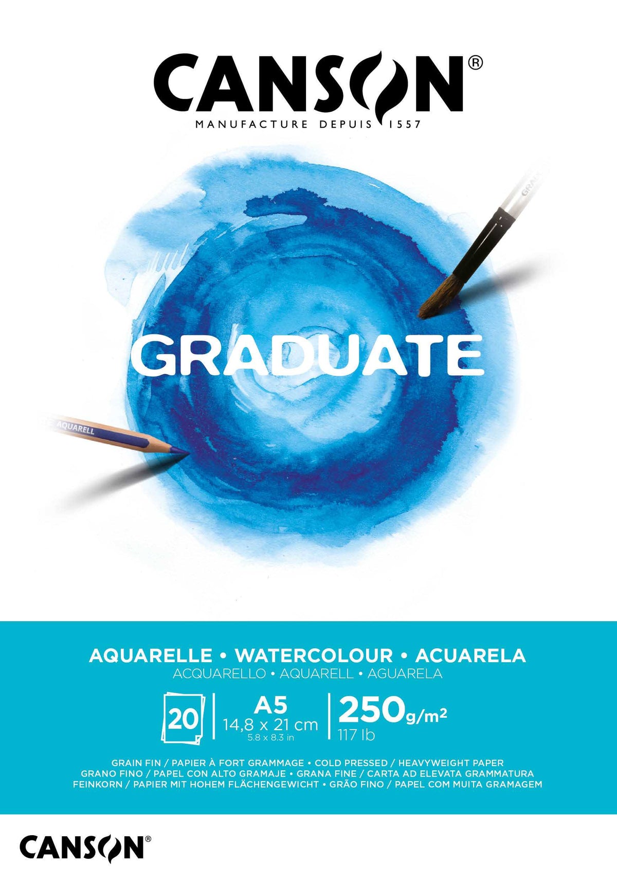 Canson Graduate akvarel blok CP 250 g - 20 listova, A5 lepljen