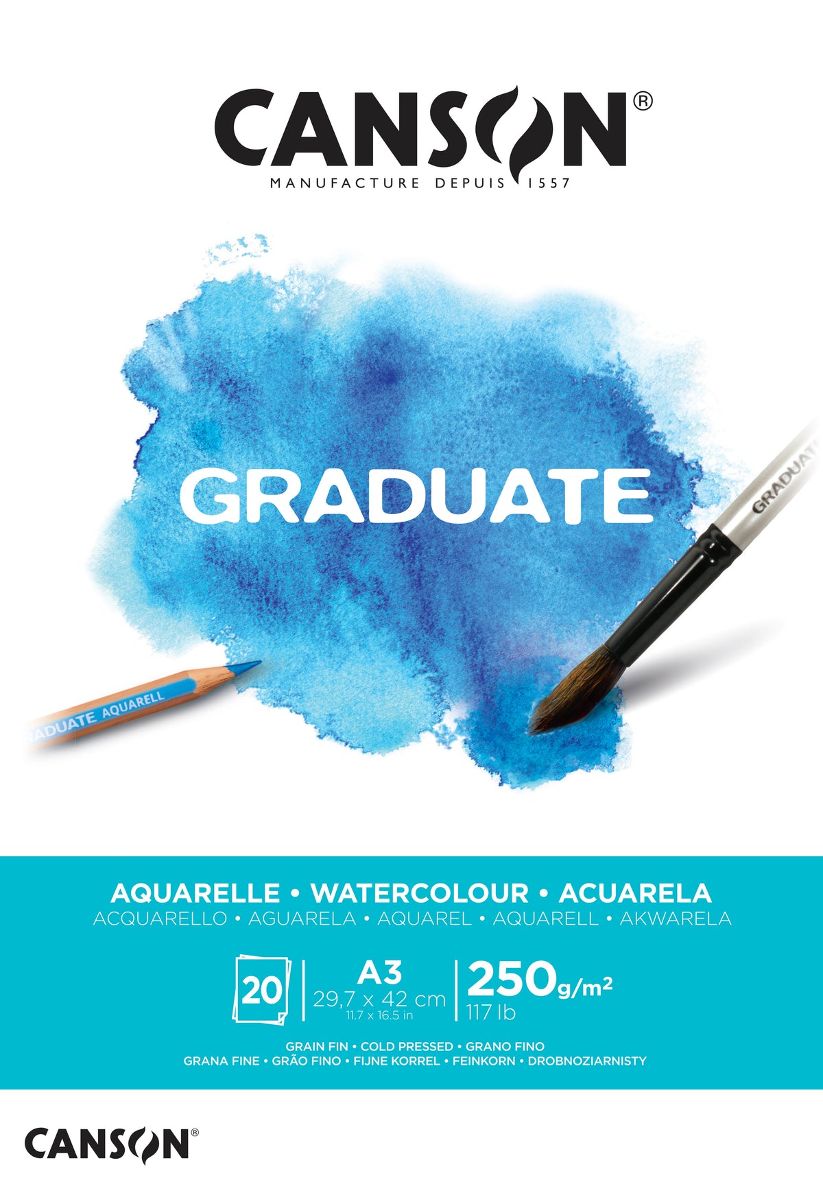 Canson Graduate akvarel blok CP 250 g/m² 20 listova A3 lepljen