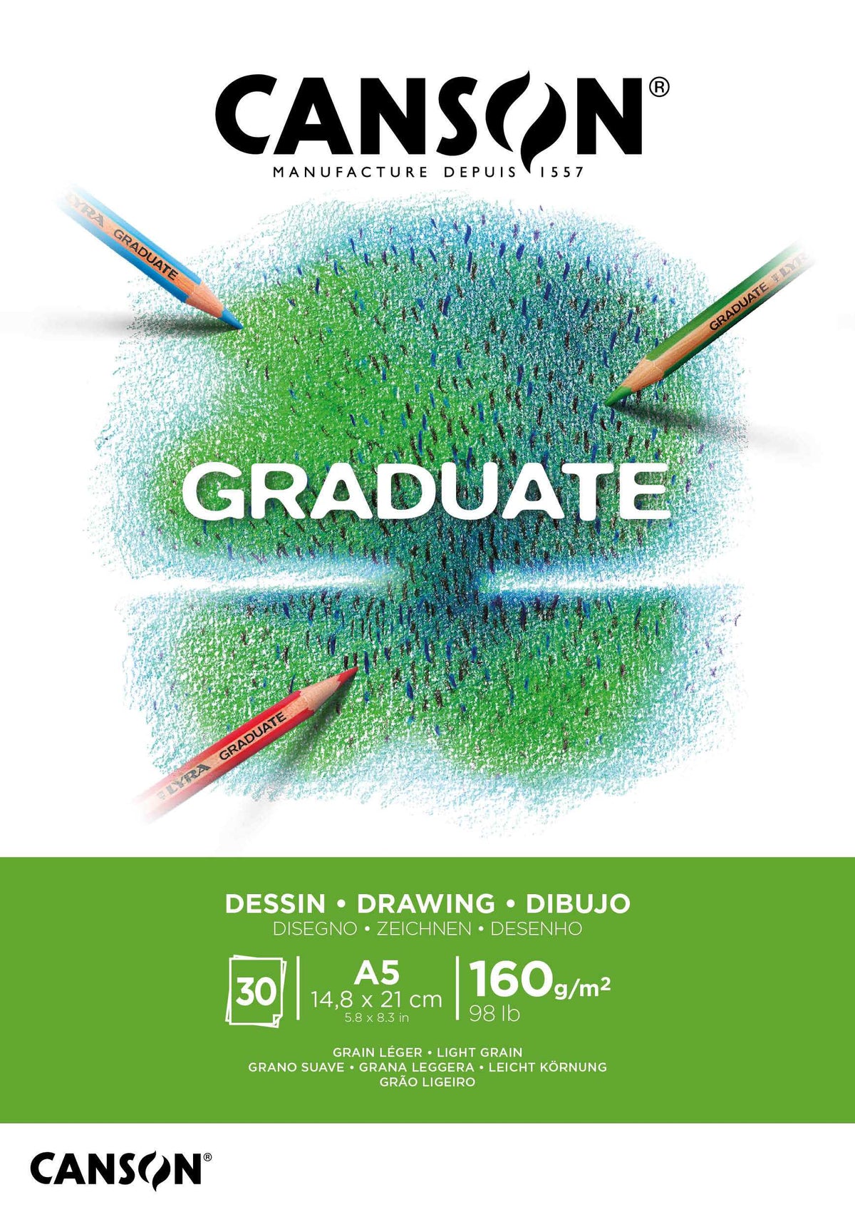 Canson Graduate blok za crtanje beli 160 g/m² 30 listova A5 lepljen