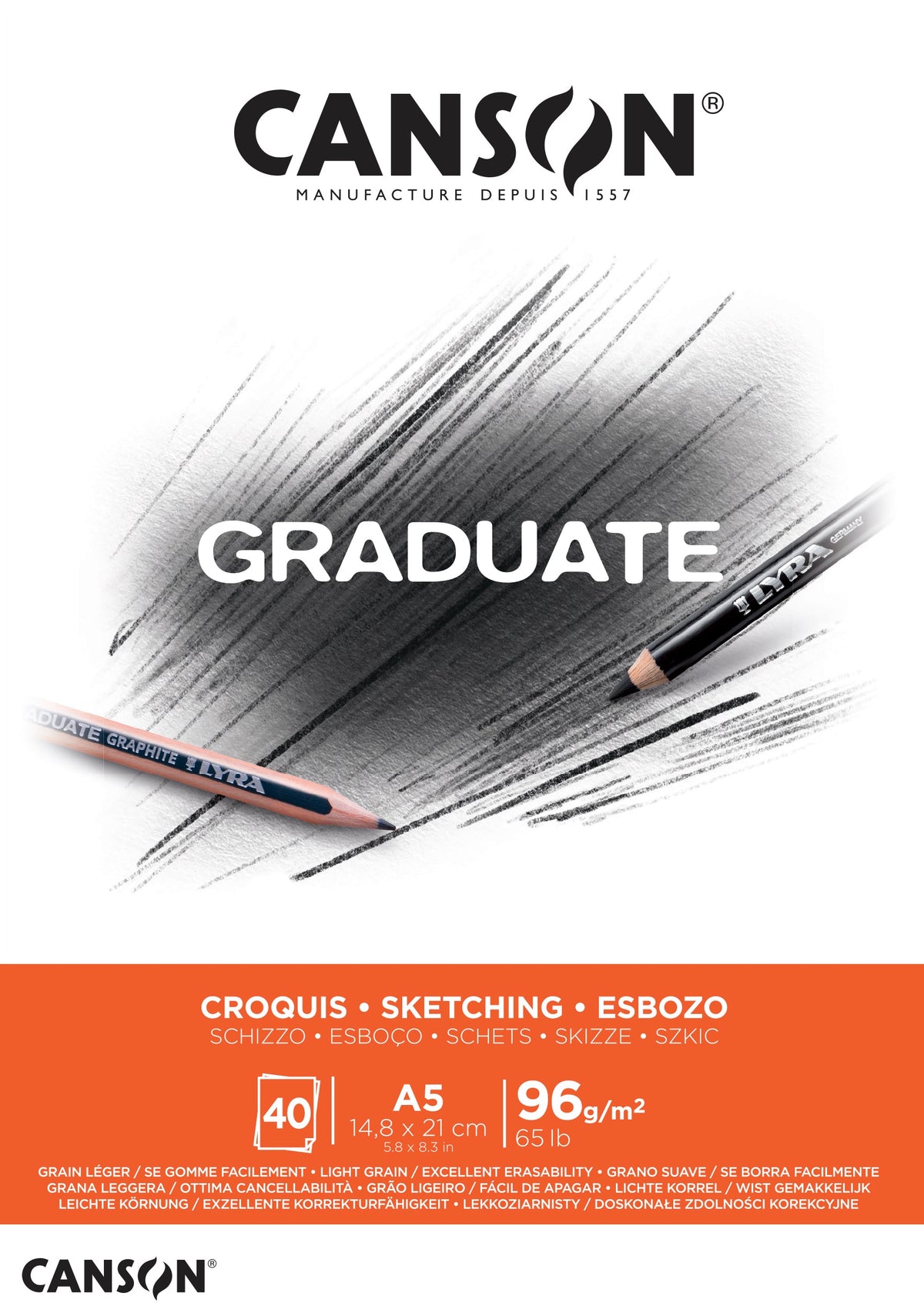 CANSON Graduate blok za skiciranje 96 g/m², 40 listova, A5, lepljen