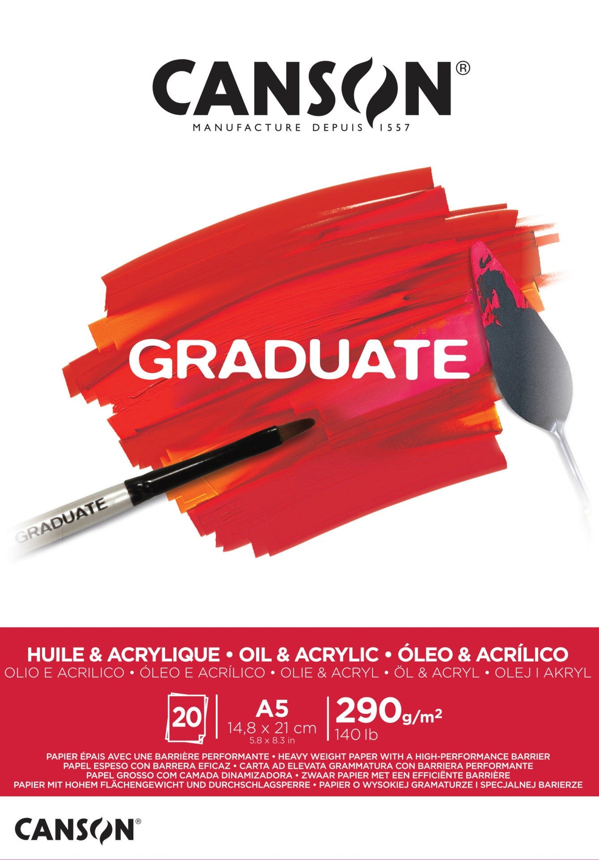 Canson Graduate blok za ulje i akril 290 g/m² 20 listova A5 lepljen