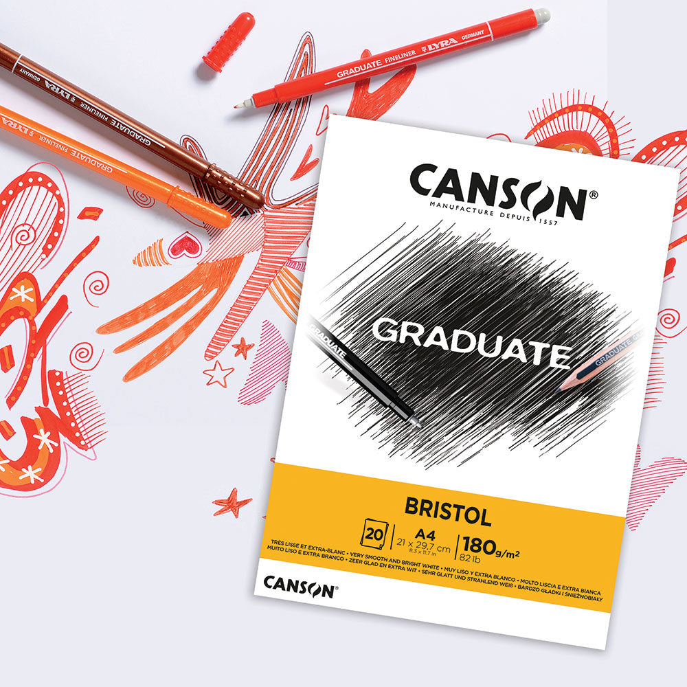 Blok za crtanje CANSON Graduate Bristol 180 g/m² A4 - 20 listova, lepljen