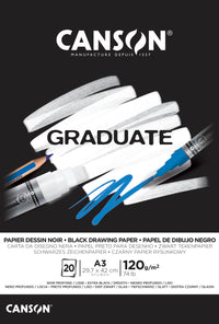 Crni blok za skiciranje CANSON Graduate 120 g/m² A3 - 20 listova, lepljen