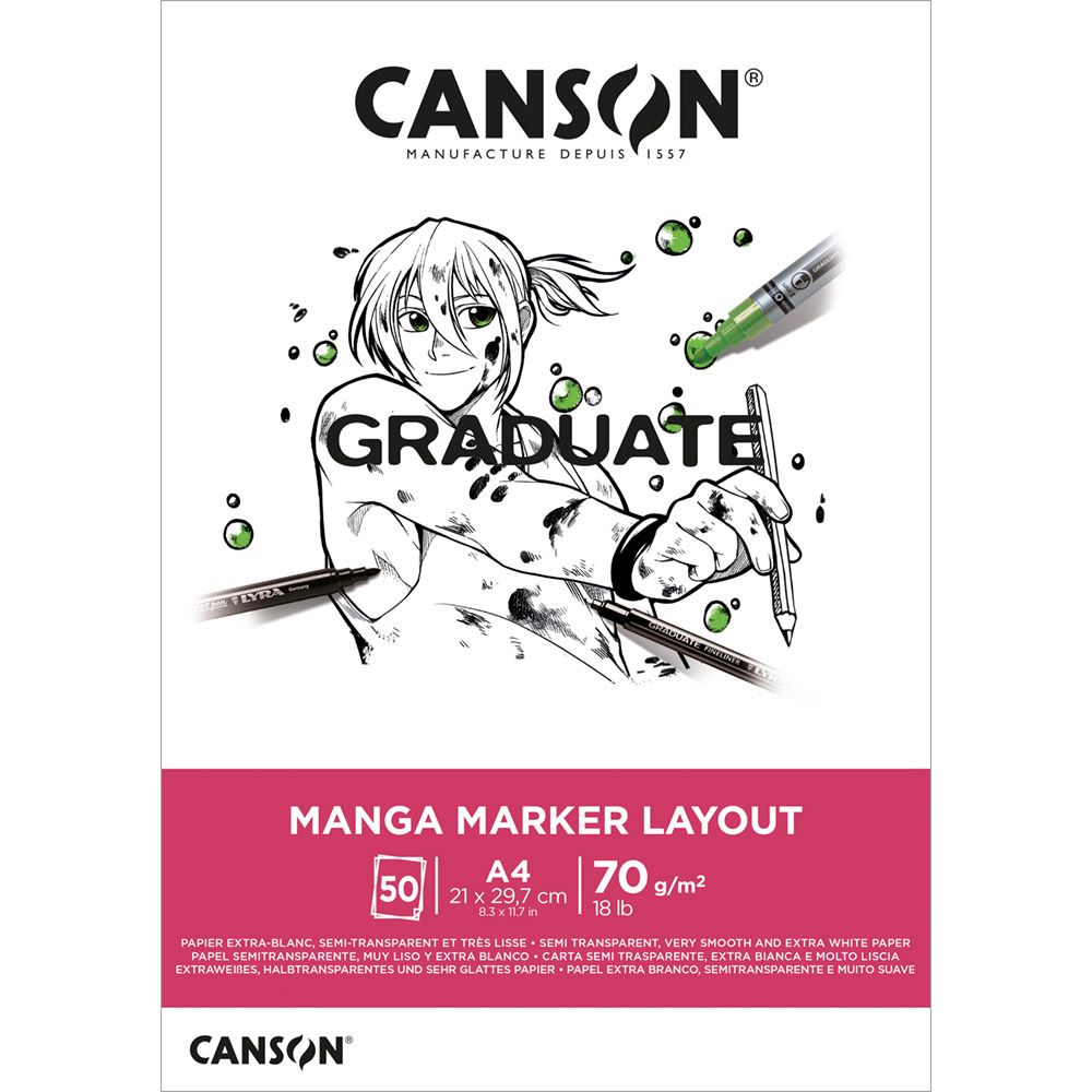 Canson Graduate Manga blok 200 g/m² - 30 listova, A4, lepljen