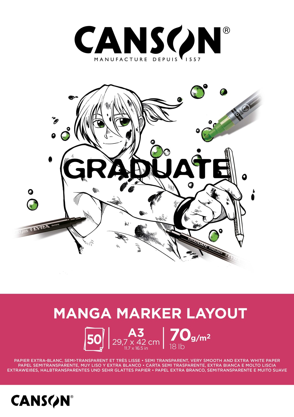 Canson Graduate Marker blok za markere 70 g/m² A3 lepljen - 50 listova