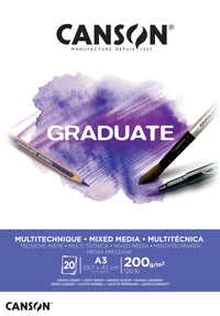 Canson Graduate Mix Media blok beli 200 g/m² - 20 listova, A3, lepljen