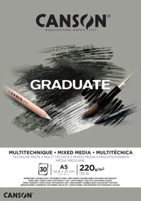 CANSON Graduate Mix Media blok sivi 220 g A5 - 30 listova lepljen