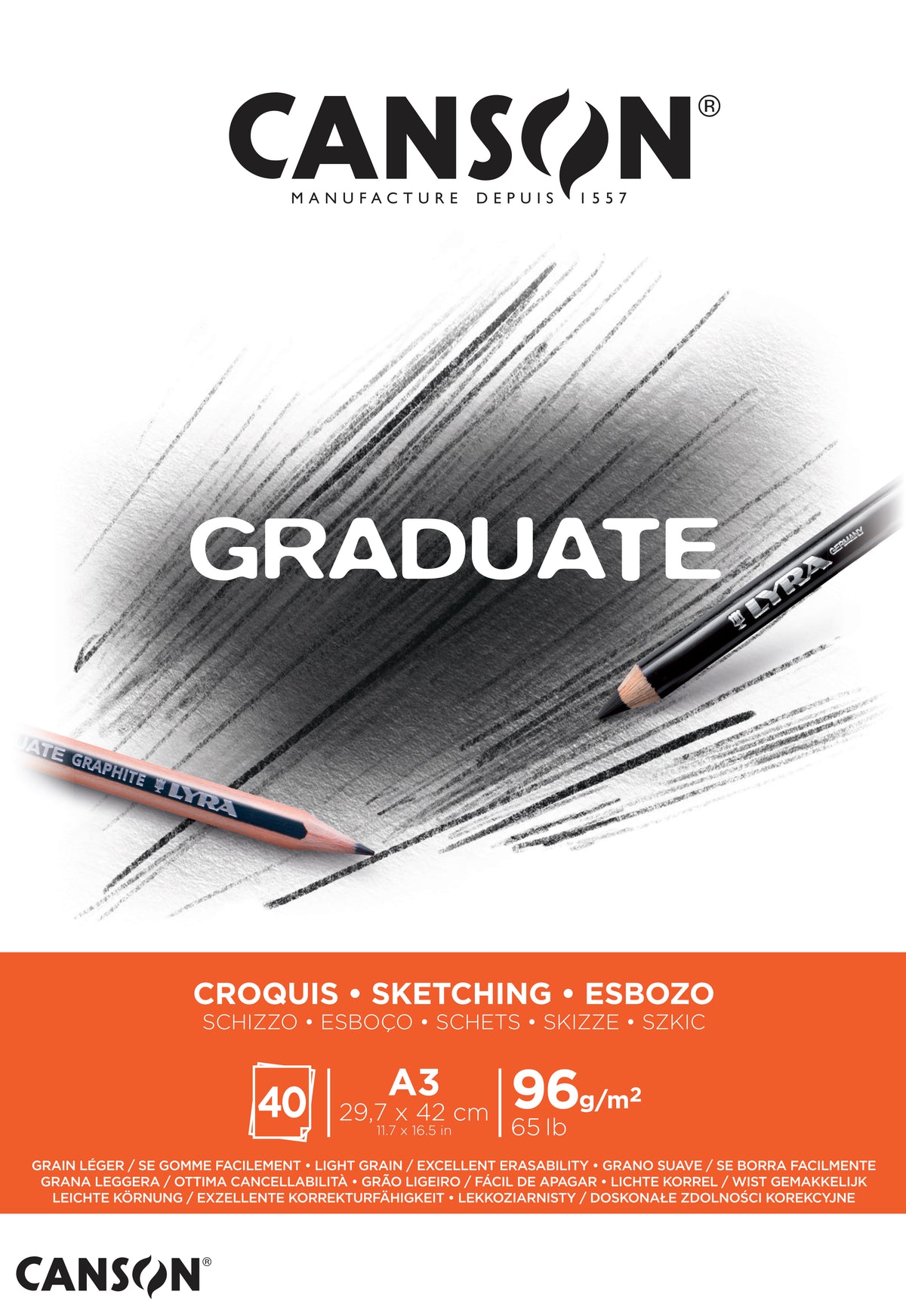 Canson Graduate blok za skiciranje 96 g/m² 40L A3 lepljen