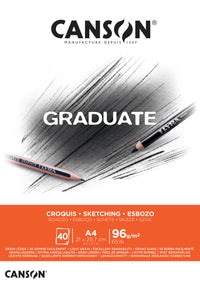 Blok za skiciranje CANSON Graduate 96 g/m² A4 lepljen - 40 listova