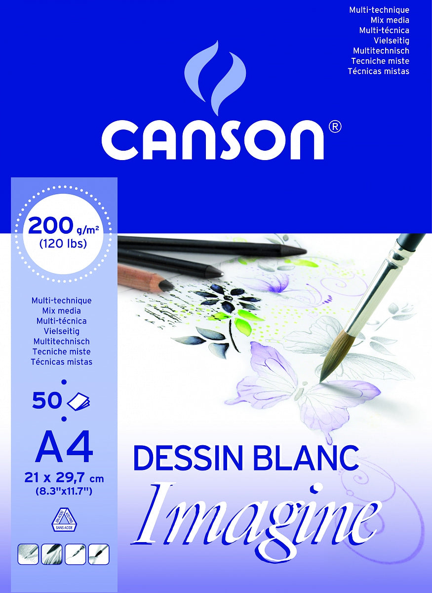 CANSON Imagine blok za skiciranje 200 g/m² 50L A4 sitnozrnat lepljen