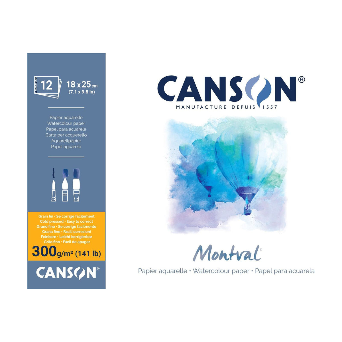 CANSON Montval akvarel blok CP 300 g/m² - 12 listova, 18 x 25 cm
