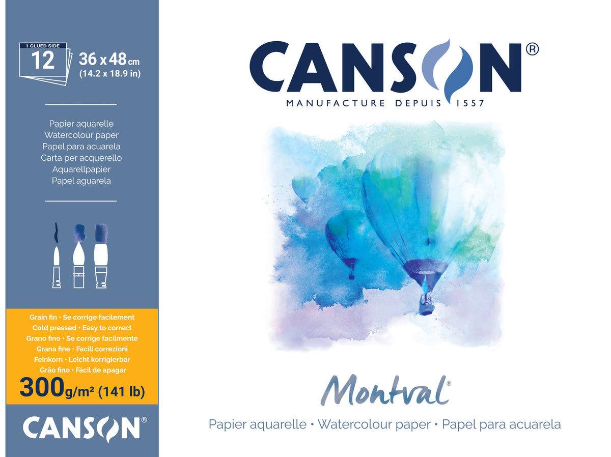 Canson Montval akvarel blok CP 300 g/m² - 12 listova, 36 x 48 cm lepljen