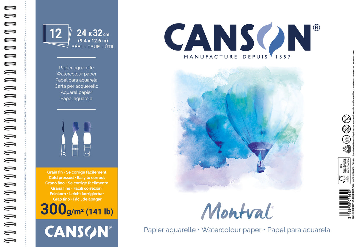 CANSON Montval akvarel blok CP 300 g/m² 12L 24 x 32 cm sa spiralom