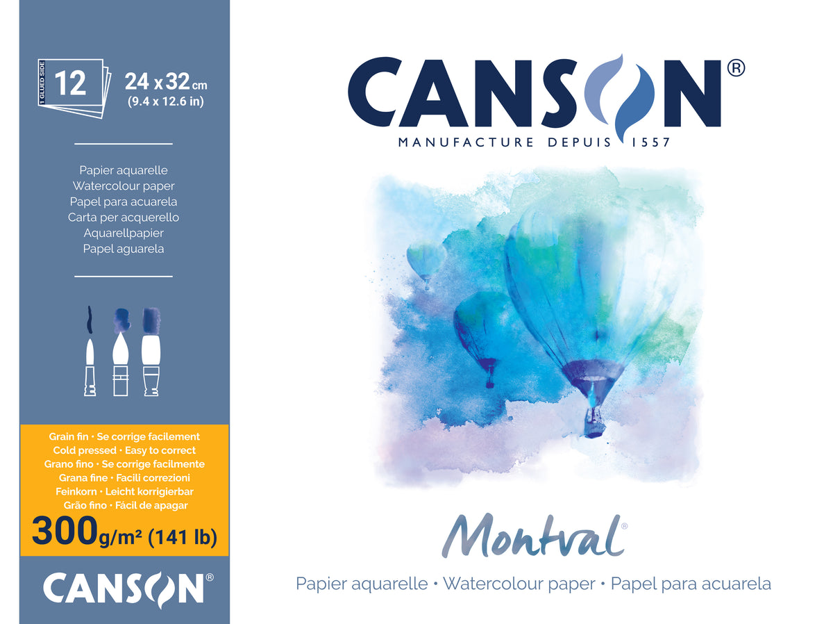 CANSON Montval akvarel blok CP 300 g/m² - 12 listova, 24 x 32 cm, lepljen