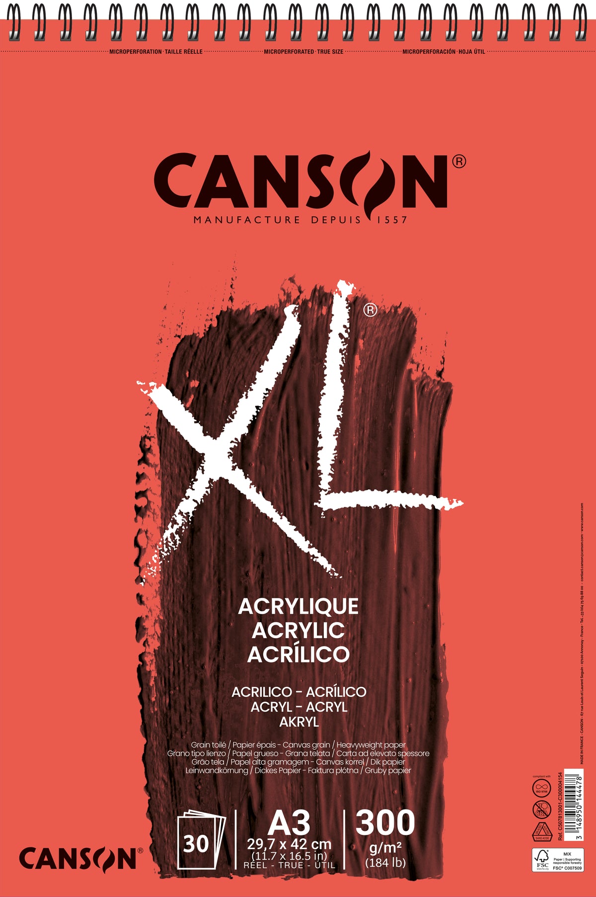 Canson XL akrilni blok 300 g 30 listova A3 spiralni povez