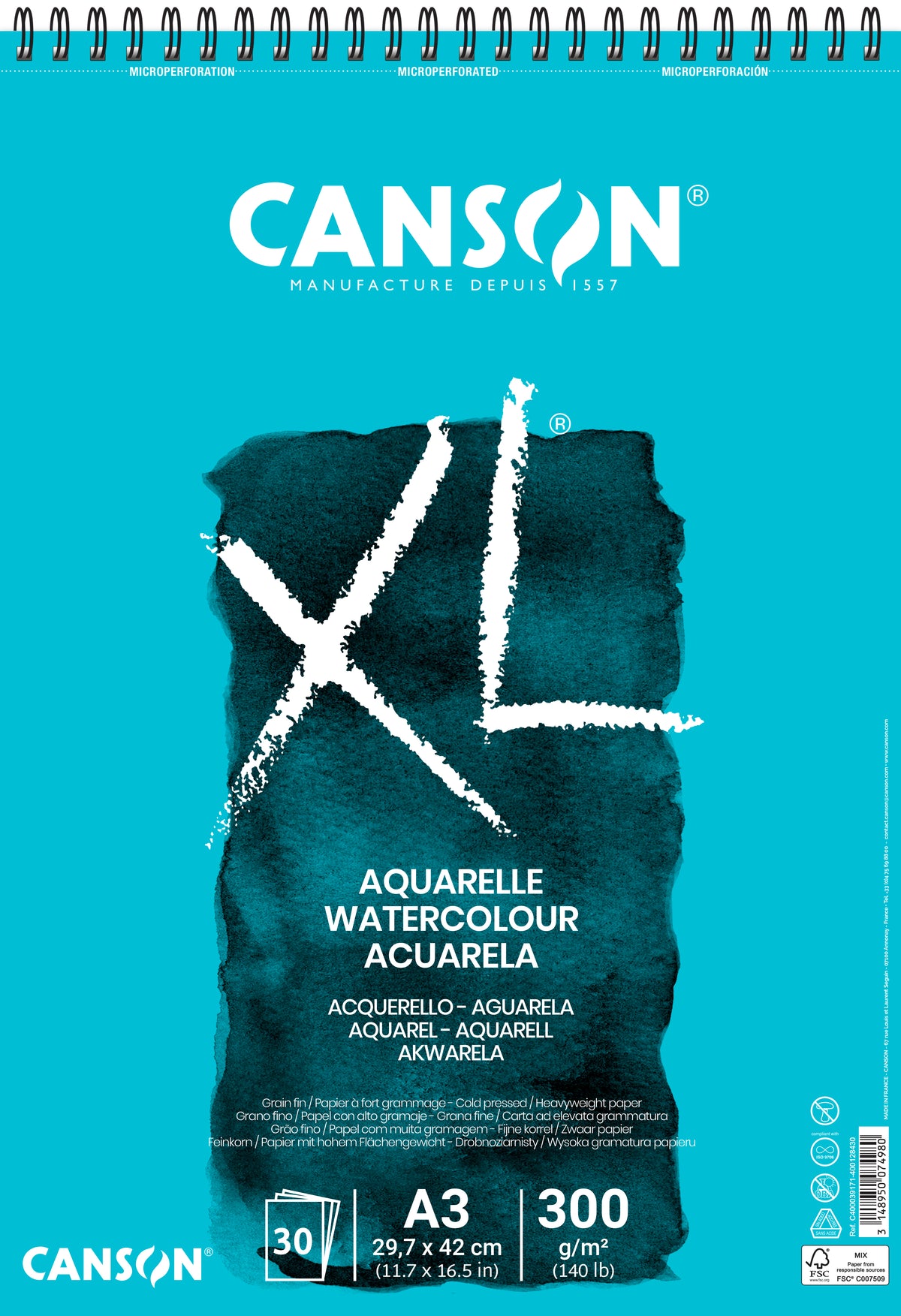 CANSON XL Aquarelle akvarel blok 300 g/m² A3 - 30 listova, spirala
