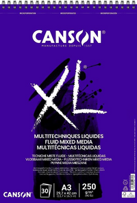 Canson XL Fluid Mix Media blok 250 g/m², 30 listova, A3, spiralni povez
