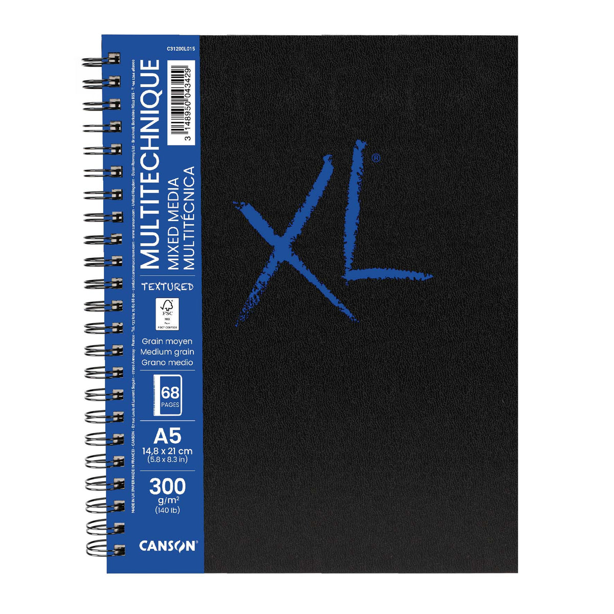 Canson XL Mix Media Textured lepljeni blok A5, 300 g/m², 68 listova