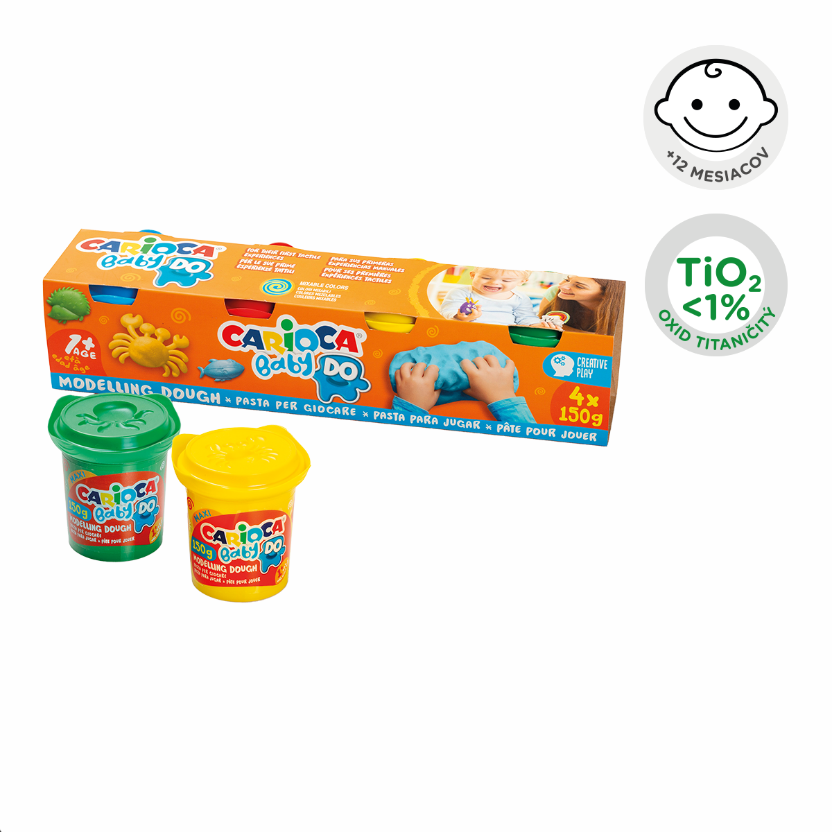 Carioca masa za modelovanje Baby Do 1+, 150 g, miks boja – 4 ×