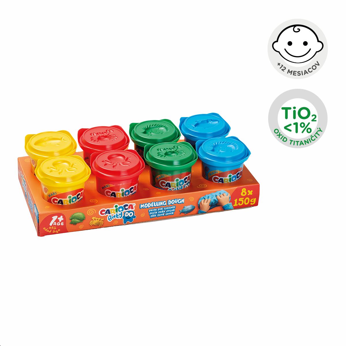 Carioca masa za modelovanje Baby Do 1+, 150 g, miks boja – 8 ×