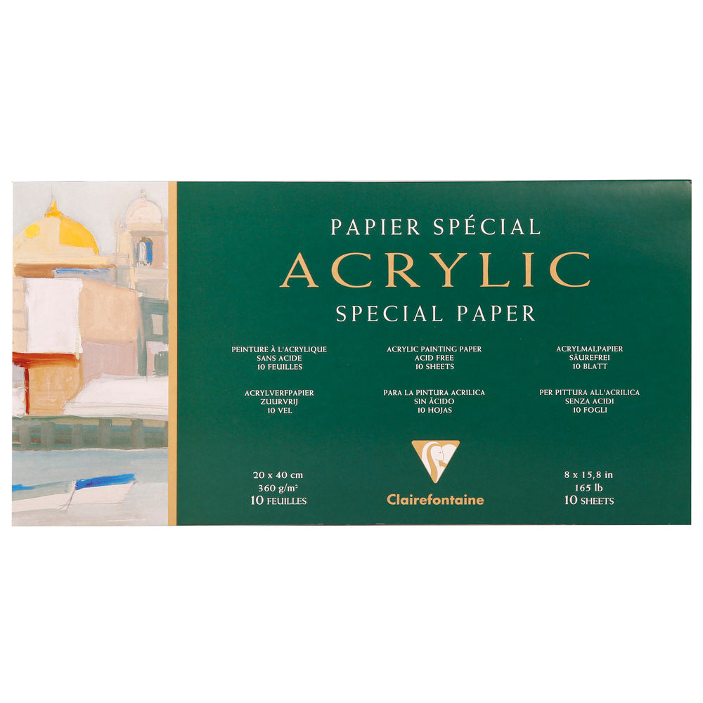 Clairefontaine akrilni blok 360 g/m² – 10 listova, 20 x 40 cm lepljen