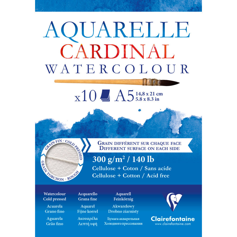 Clairefontaine Cardinal akvarel blok CP R 300 g 10L lepljen