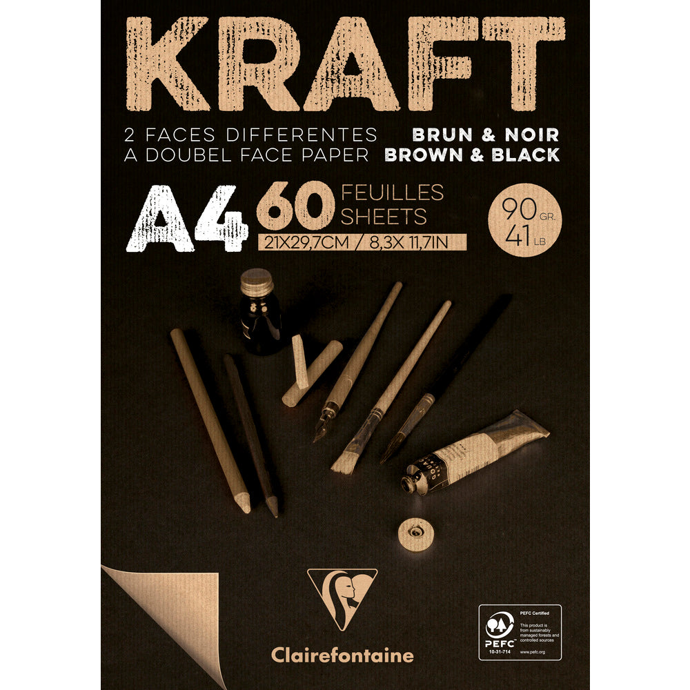 Clairefontaine kraft blok lepljeni – 90 g 60L A4 braon i crna