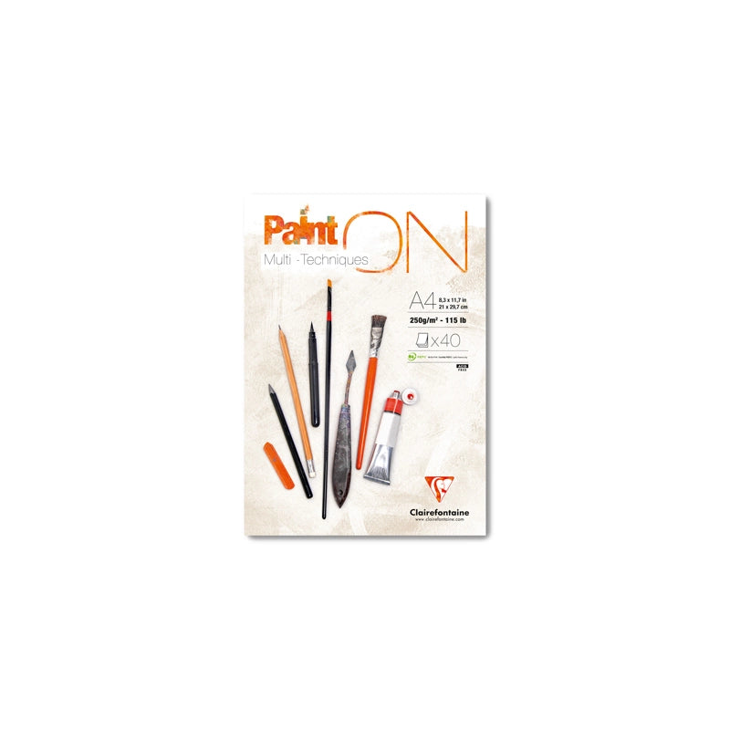 Clairefontaine Paint'On Mix Media blok 250 g 40L lepljen Extra White