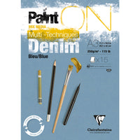 Clairefontaine Paint'On Mix Media blok 250 g lepljen – 15L A3 Džins plava