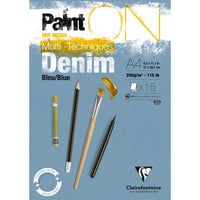 Clairefontaine Paint'On Mix Media blok 250 g lepljen – 15L A4 Džins plava