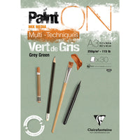 Clairefontaine Paint'On Mix Media blok 250 g lepljen – 30L A3 Sivo-zelena